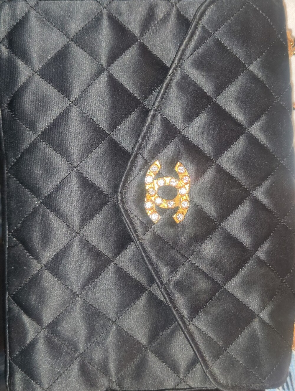 Vintage chanel crystal satin flap
